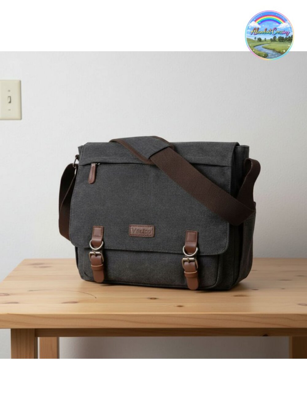 Vintage Messenger Bag 15.6 Inch Laptop Canvas Briefcase Crossbody